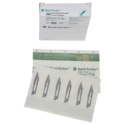 Carbon Steel Rib-Back Blade, Nonsterile, Size 25, 100/Box