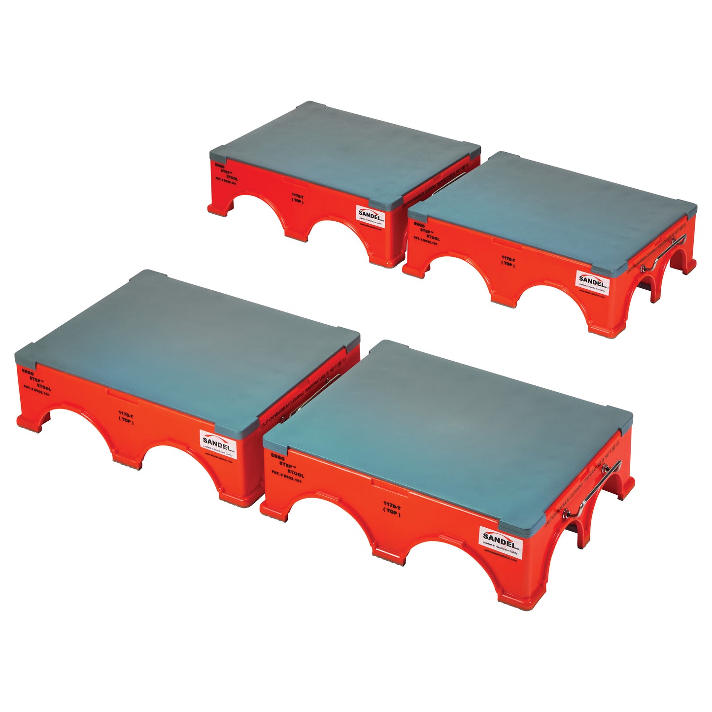 Ergo-Step Stool, 4 Tops, 14"W x 18"L x 5-1/4"H, 4/Case