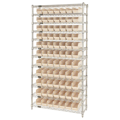 12-Shelf 88-Bin System, 12"D, Ivory Bins