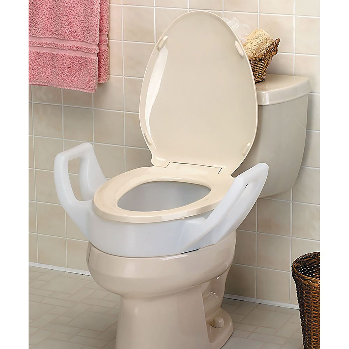 Bath Safe Elevated Toilet Seat with Arms