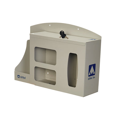 AliMed Infection Prevention Station is a beige wall-mounted unit with compartments and a lock on top.