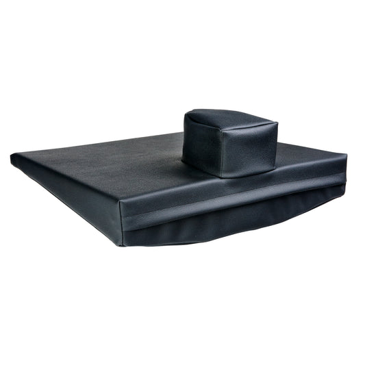 Sit-Straight Wheelchair Cushion w/Semirigid Pommel, Black Water-Resistant Cover, 16"W x 16"D