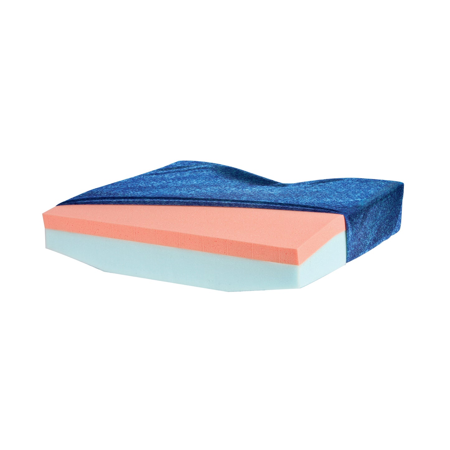 Sit-Straight Coccyx Wheelchair Wheelchair Cushion w/T-Foam ,18"W x 16"D, Ocean Blue Polyknit Cover