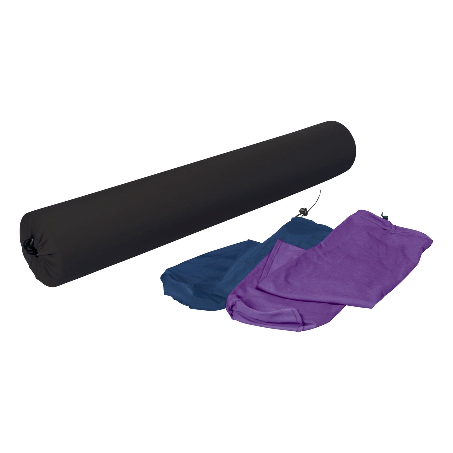 AliMed Foam Roller Cover shown with a black foam roller and blue and purple covers next to it.