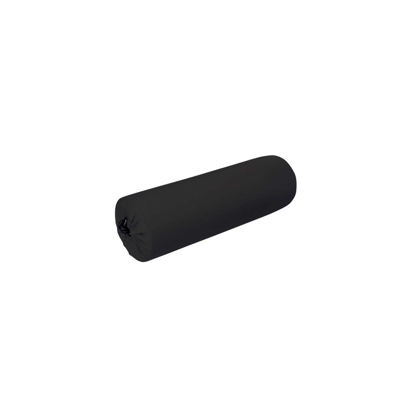 A black AliMed Foam Roller Cover with a cylindrical shape, featuring a drawstring closure on one end against a plain white background.
