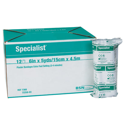 Specialist Plaster of Paris Bandages, Extra Fast Green, 6"W x 5 yds. L, 12 Roll/Box