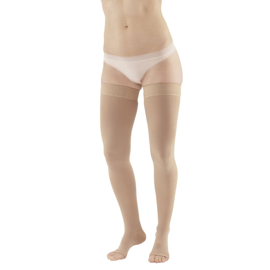Open Toe Medical Support Thigh-Length Stocking, 20-30 mmHg, Large, Beige, 1 Pair/Pack