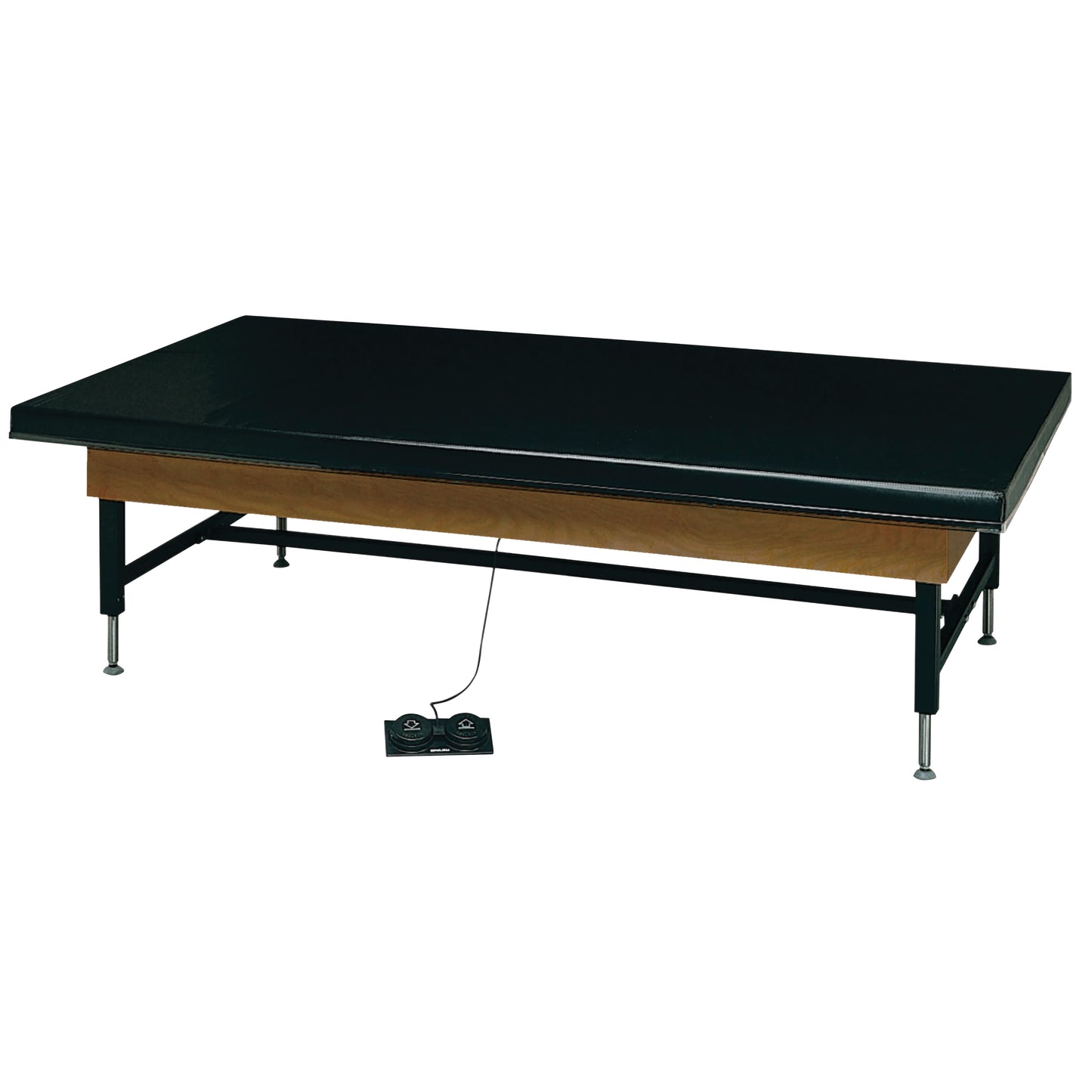 Economy Hi-Lo Electric Mat Table, 5'W x 7'L, Walnut w/Black Upholstery