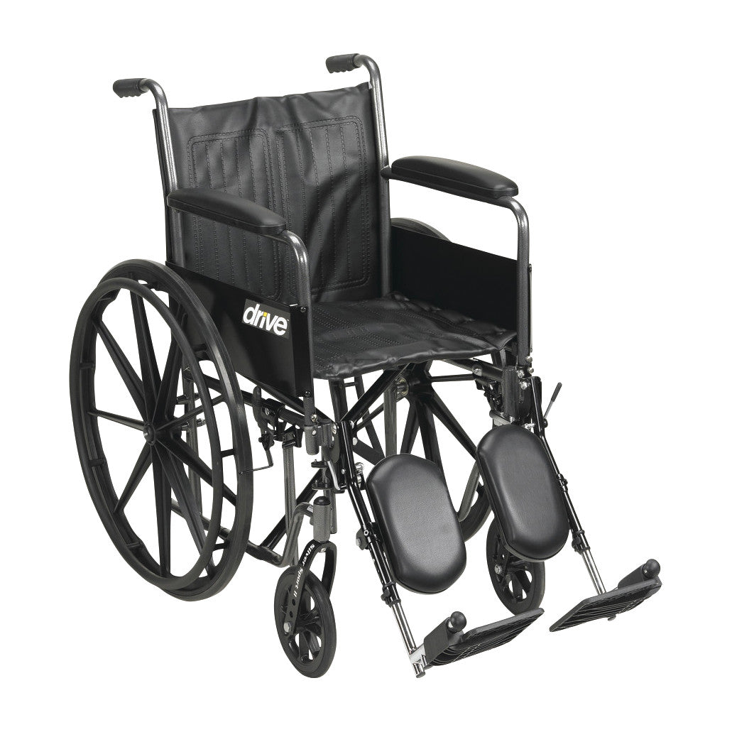 Drive Medical Silver Sport 2 Wheelchair with Full Arms and Elevating Leg Rests