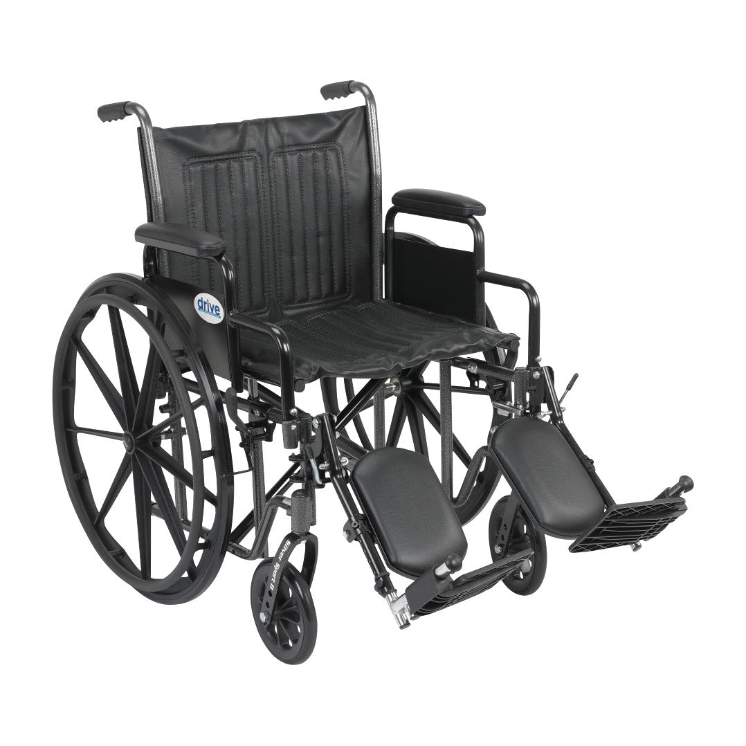 Silver Sport 2 Wheelchair with Removable Desk Arms and Elevating Leg Rests, 20"W x 16"D
