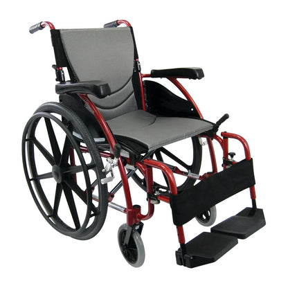S-Ergonomic Series 115 Ultra-Lightweight/Compact Wheelchair with Quick-Release Axle, 20"W x 17"D Seat, Red Rose