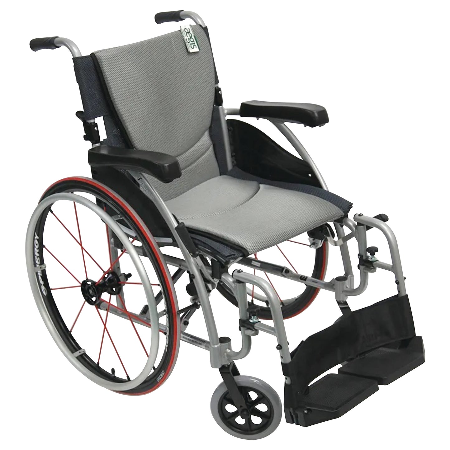 S-Ergonomic Series 115 Ultra-Lightweight/Compact Wheelchair with Quick-Release Axle, 20"W x 17"D Seat, Silver Pearl