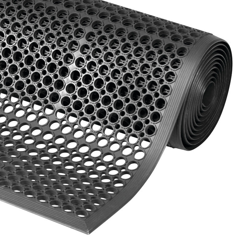 Sanitop Drainage Anti-Fatigue Mat, 3'W x 20'L, Black
