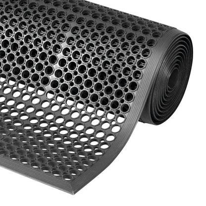 Sanitop Drainage Anti-Fatigue Mat, 3'W x 20'L, Black