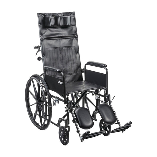 Silver Sport Full-Reclining Wheelchair with Full Arms, 16"W x 16"D