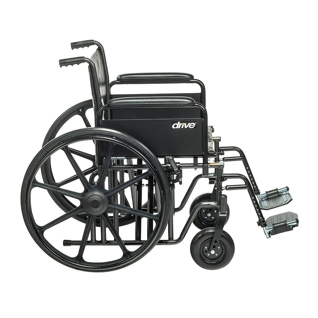 Sentra EC Heavy-Duty Wheelchair with Full Arms and Swing-Away Footrests, 22"W x 18"D