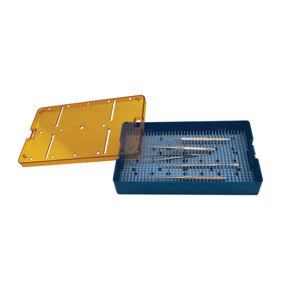 Standard Plastic Instrument Sterilization Tray, Deep Base, Lid & Mat, 6"W x 10"L x 1-1/2"H