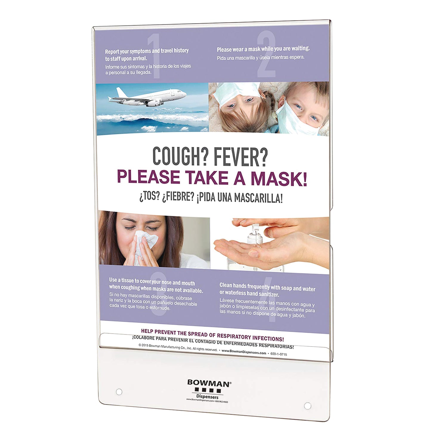 Sign Holder for Bowman Basic Hygiene Center, Vertical, Clear PETG