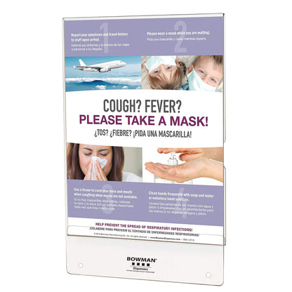 Sign Holder for Bowman Basic Hygiene Center, Vertical, Clear PETG