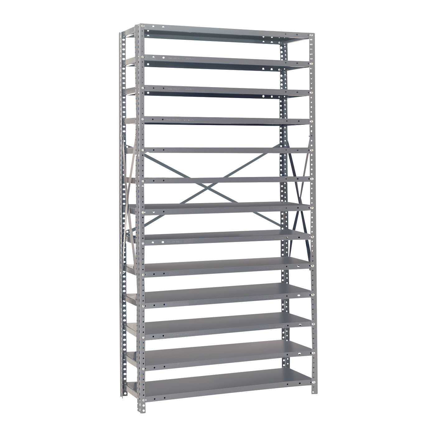 Economical Shelving Unit, 75"H x 18"D, 13 Shelves, No Bins
