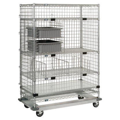 Exchange and Linen Transport Truck, Chrome, Enclosed, 5 Wire Shelves, 60"W x 69"H x 24"D, 1200-lb. Capacity (Heavy Duty)
