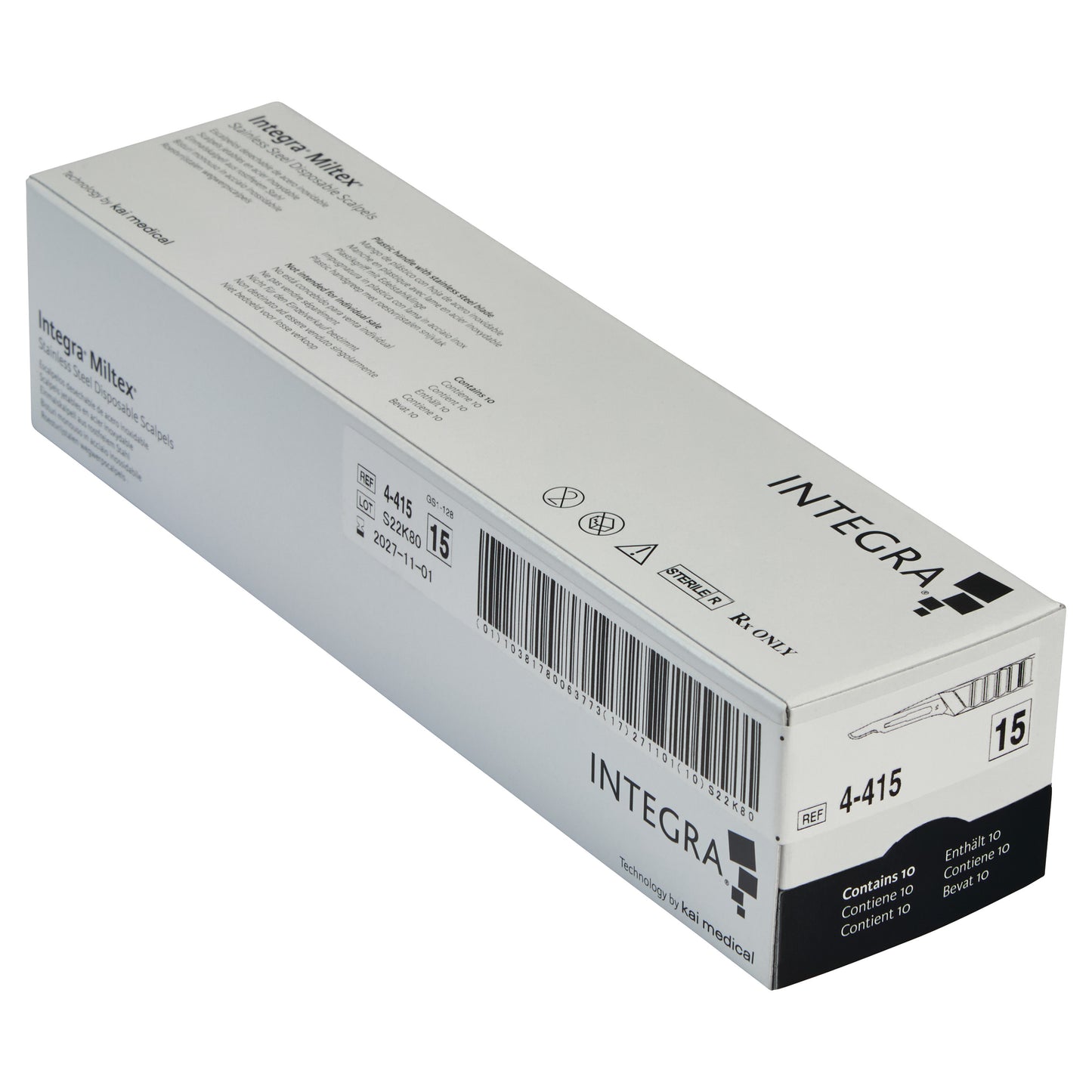 Disposable Scalpel, Size 15, 4-415, 10/Box