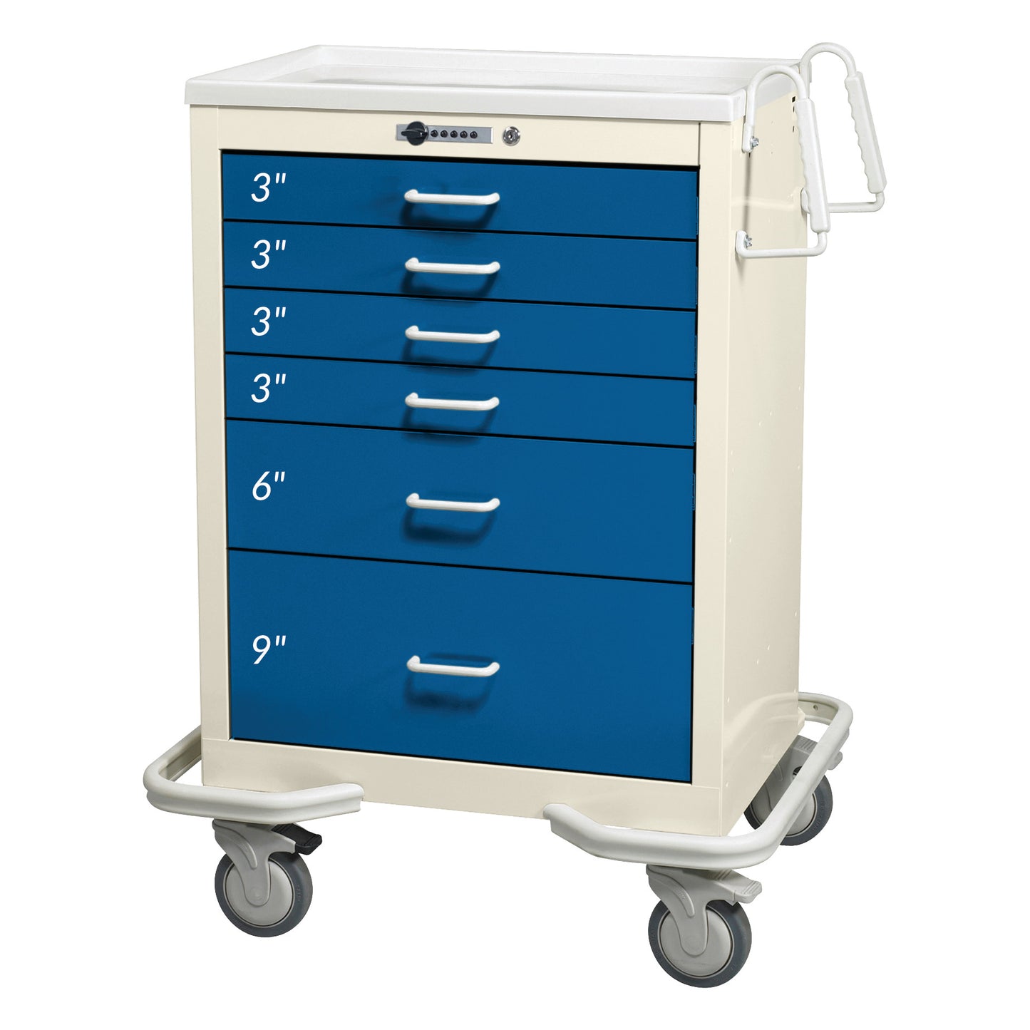 AliMed® Standard Series 6-Drawer Anesthesia/Procedure Cart with Push-Button Lock, 27" Drawer Space