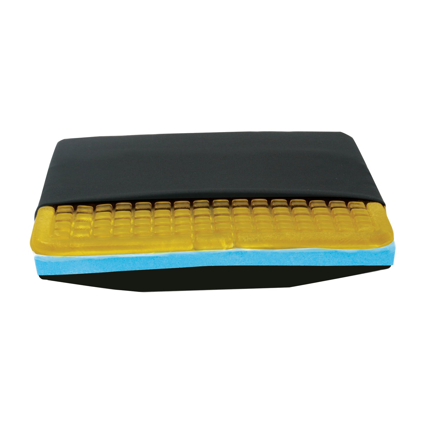 Checkerboard T-Gel Plus Wheelchair Cushion w/Solid Seat Insert, Black Stretch Polyknit Cover, 16"W x 16"D