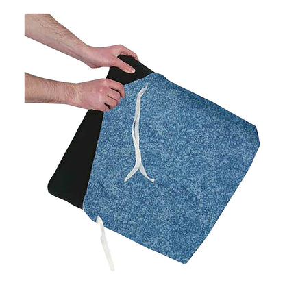 Coccyx Wheelchair Cushion with Checkerboard T-Gel Topper, Ocean Blue Polyknit Cover, 18"W x 16"D