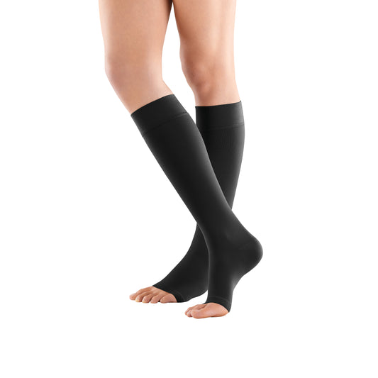 VenoTrain micro AD Open Toe Compression Stockings, Knee-High, Black, Open Toe, Long, Small Plus, 1 Pair/Pack