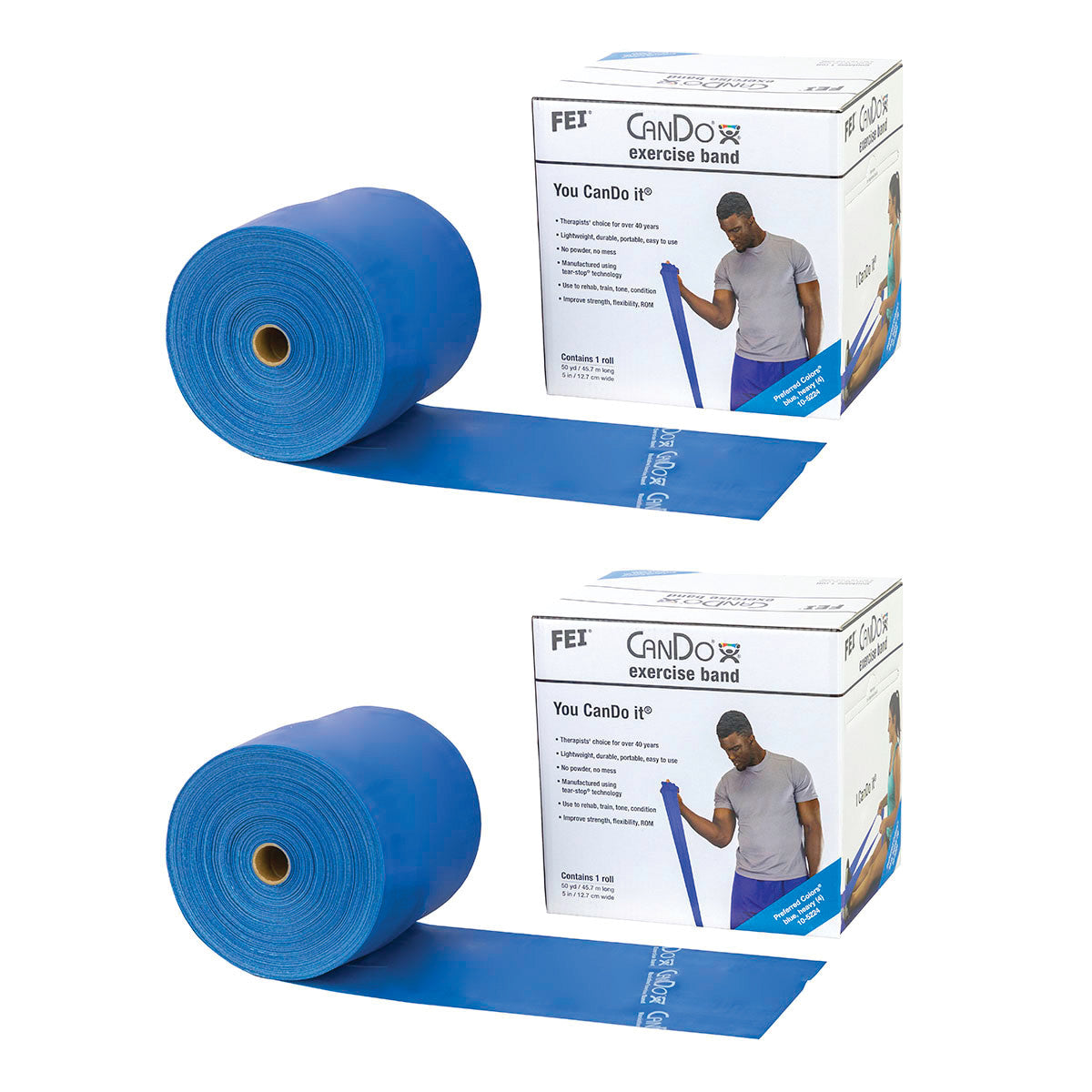 Latex Exercise Band, Low Powder, Blue, Heavy, 50-yd. Roll, 2 Roll/Pack