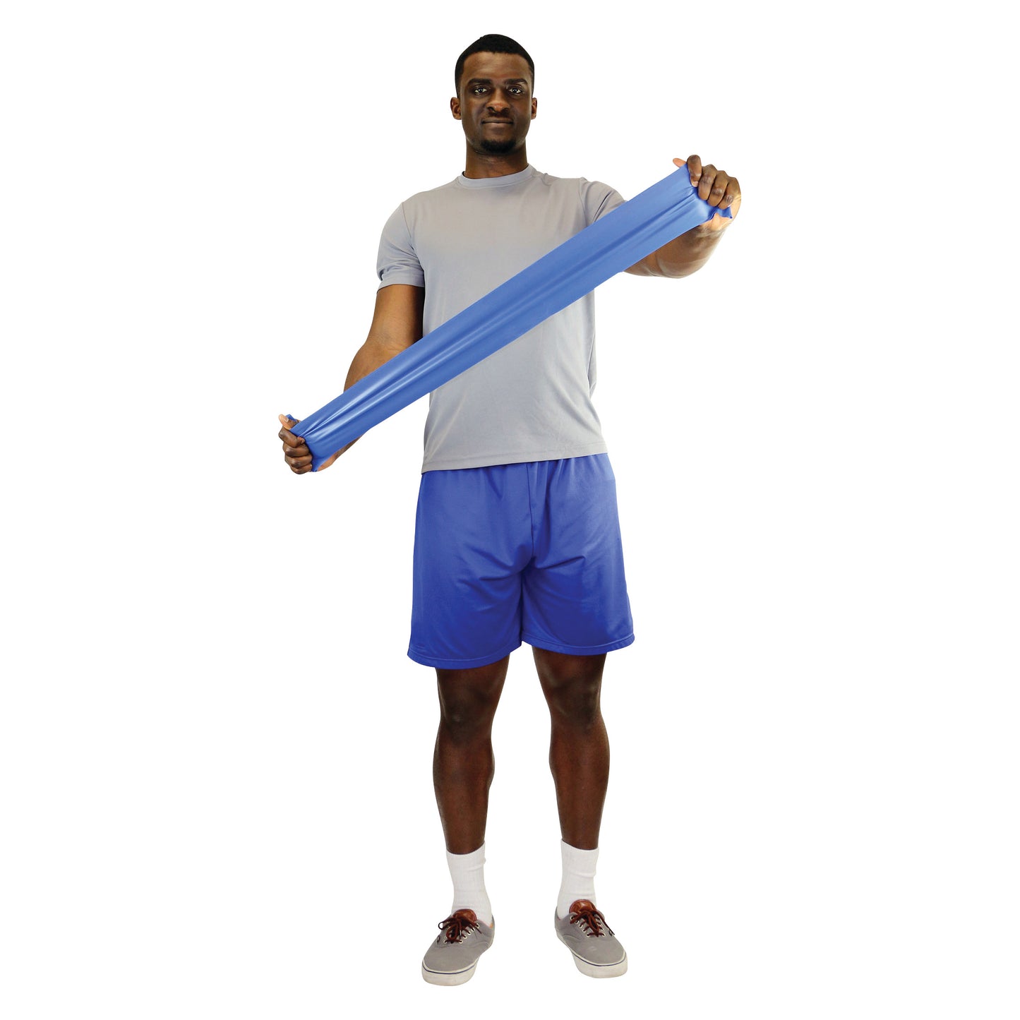 Latex Exercise Band, Low Powder, Blue, Heavy, 50-yd. Roll, 2 Roll/Pack