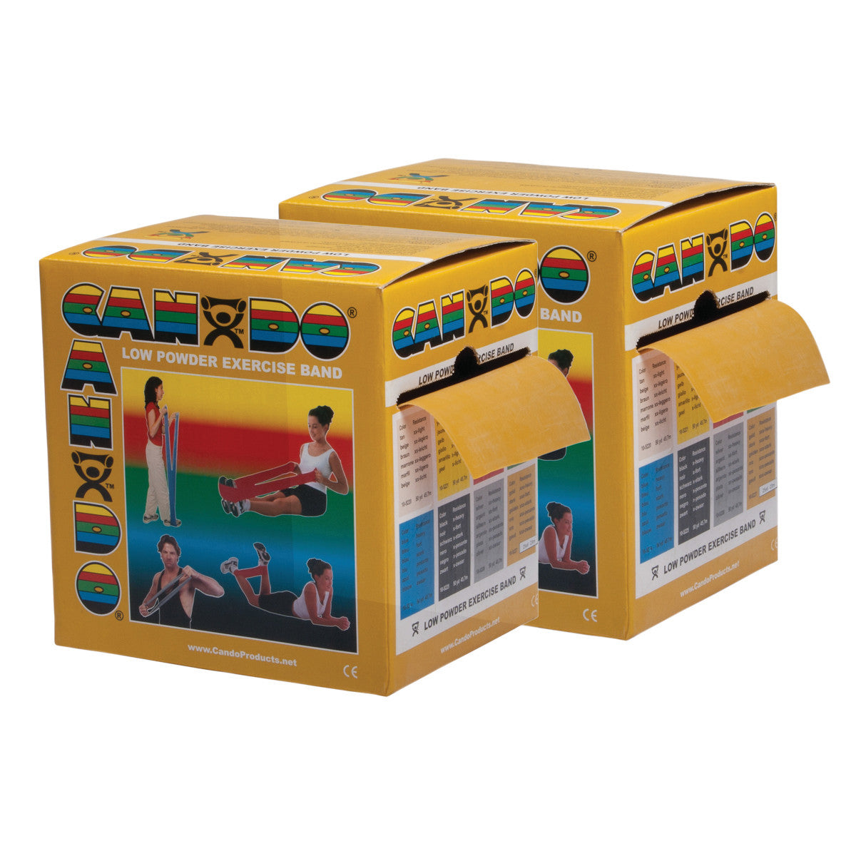 Latex Exercise Band, Low Powder, Gold, 3X-Heavy, 50-yd. Roll, 2 Roll/Pack