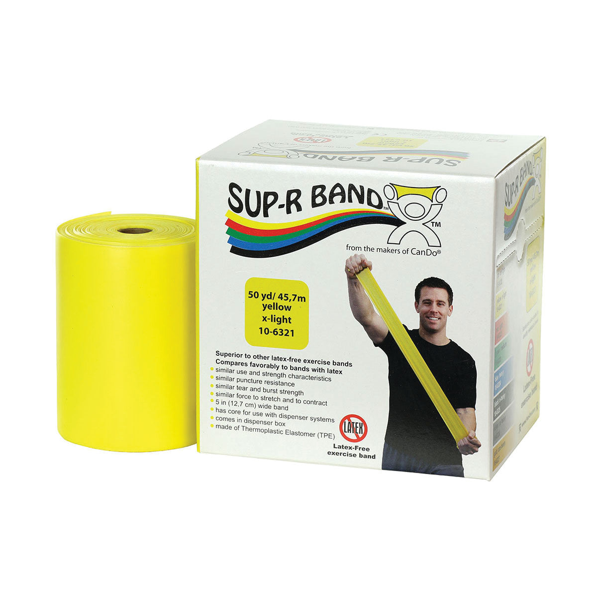 Sup-R Band Non-Latex Exercise Band, Yellow, X-Light, 50-yd. Roll