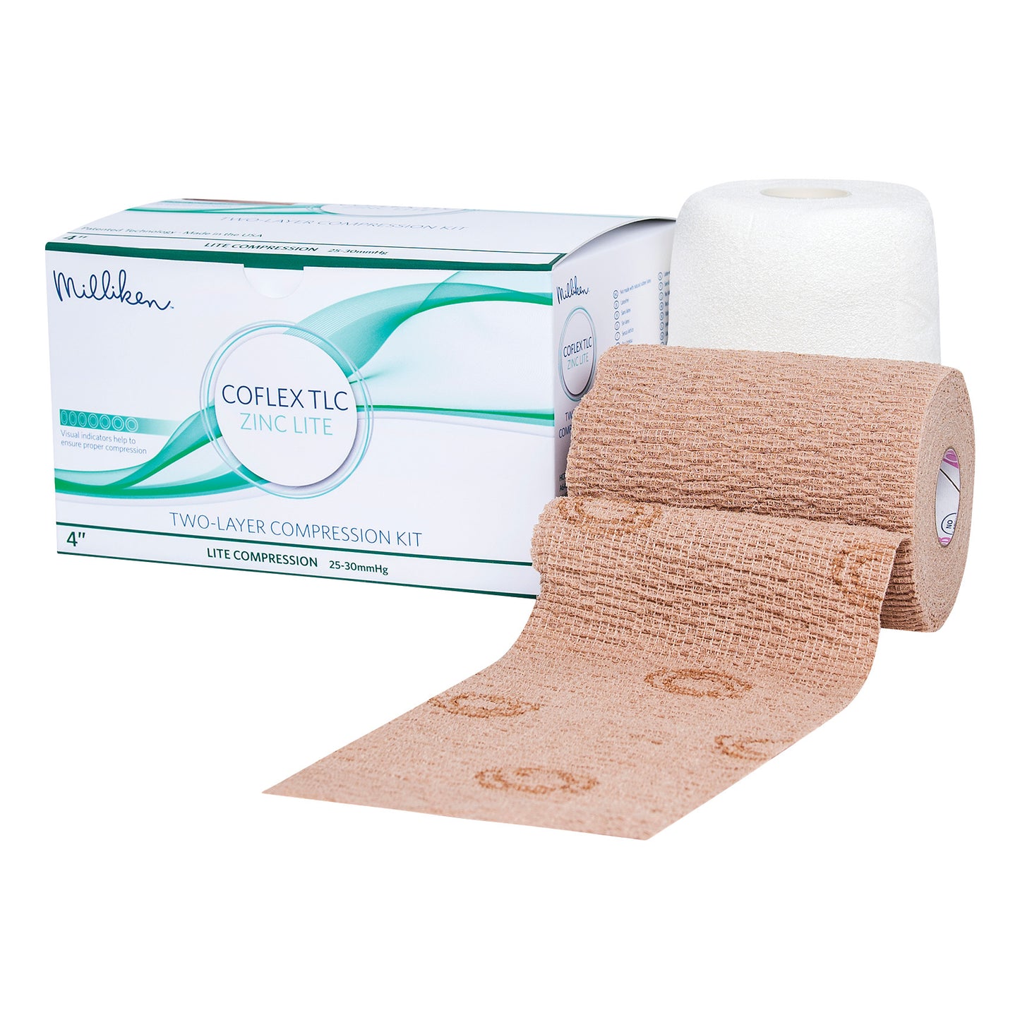 TLC Zinc Lite Compression Kit, Layer 1: 4"W x 6 yds (unstretched), Layer 2: 4"W x 7 yds. (stretched), 8 Kit/Case
