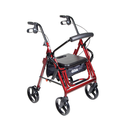 Duet Transport Chair and Rollator, Burgundy