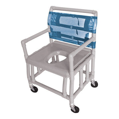 Extra-Wide Shower Commode Chair with Vacuum Seat, Blue