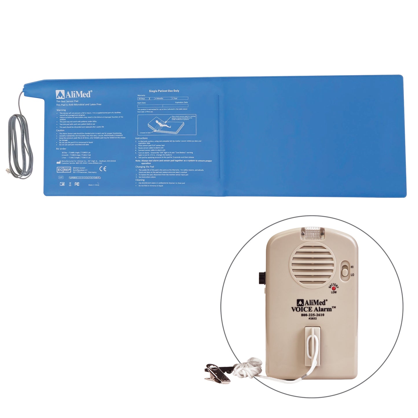 AliMed® IQ VOICE Alarm with Bed Sensor Pad