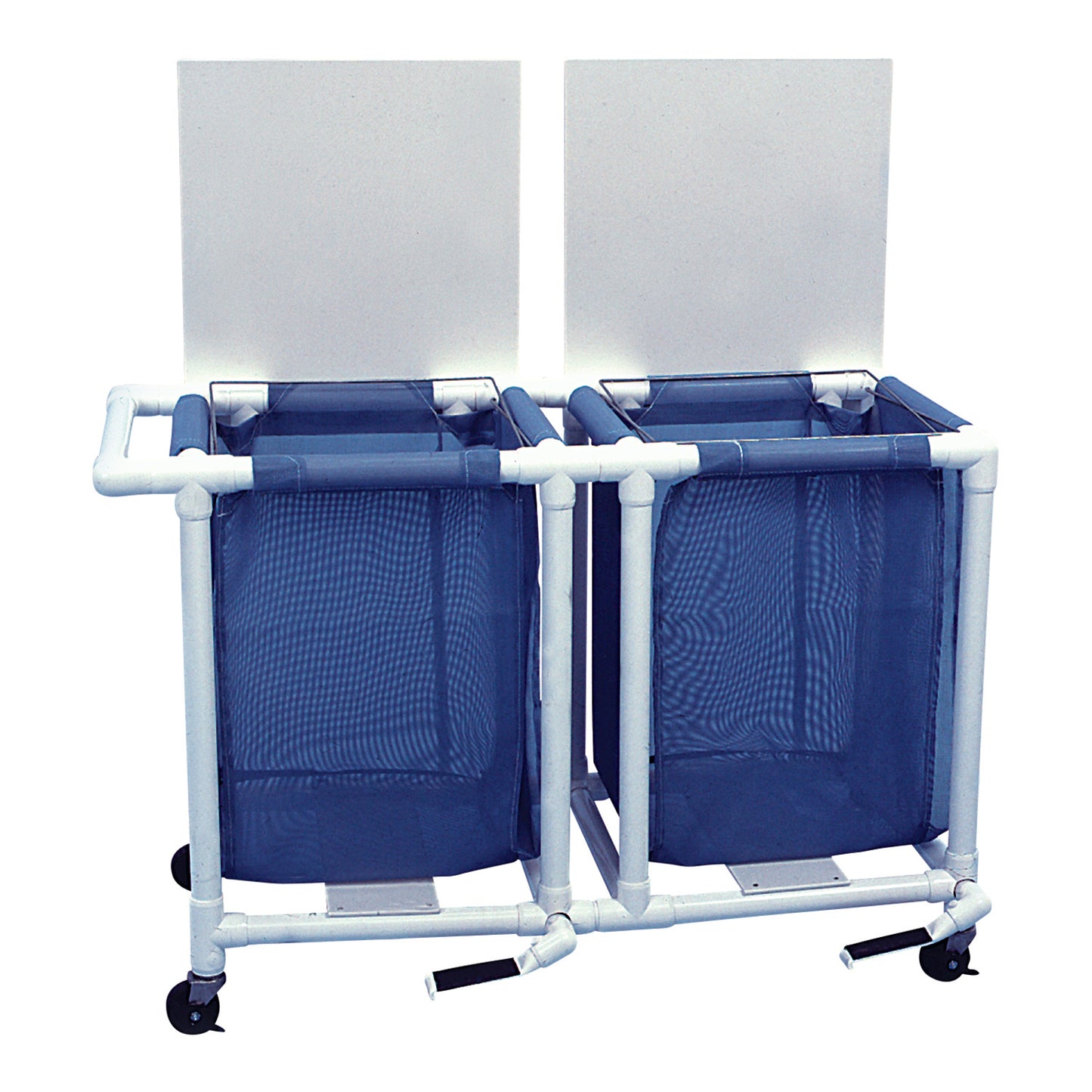 PVC Linen Hamper, Double, Foot Pedal, 42"W, Navy