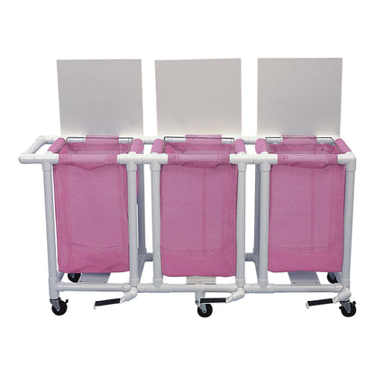 PVC Linen Hampers, Triple, Foot Pedal, 63"W, Mauve