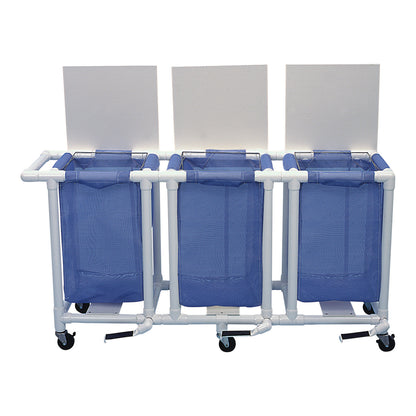 PVC Linen Hampers, Triple, Foot Pedal, 63"W, Navy