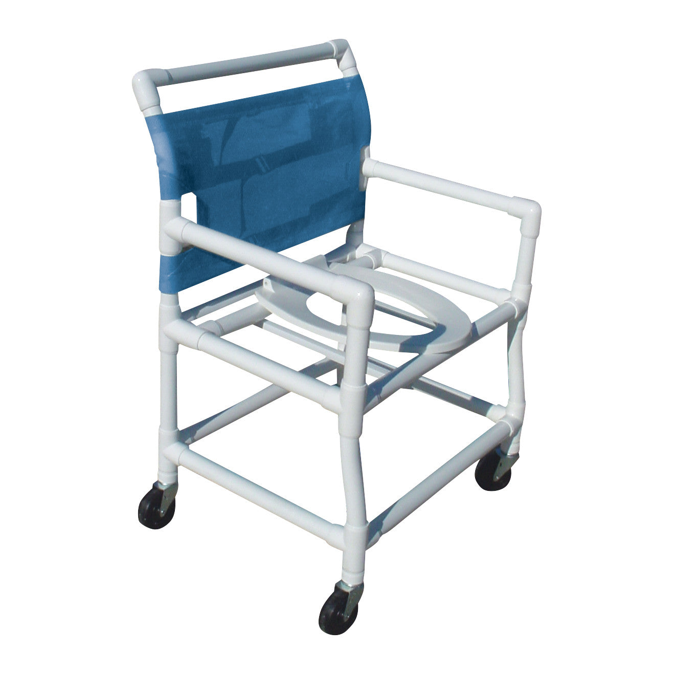 Extra-Wide Shower Commode Chair, Blue