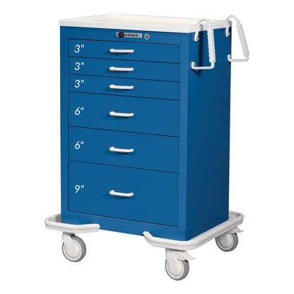 AliMed® Standard Series 6-Drawer Anesthesia/Procedure Cart with Push-Button Lock, 30" Drawer Space, Two-Tone Dark Blue