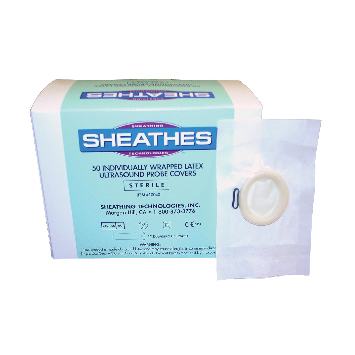 Rolled Latex Probe Cover, Sterile, Individually Wrapped, w/Elastic, 50/Box