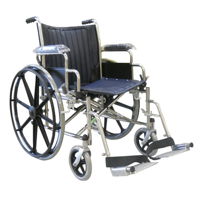 MR-Conditional Wheelchair with Removable Flip-Up Desk Arms and Footrests, 20"W x 16"D, Navy Blue