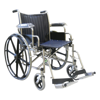 MR-Conditional Wheelchair with Removable Flip-Up Desk Arms and Footrests, 22"W x 18"D, Navy Blue