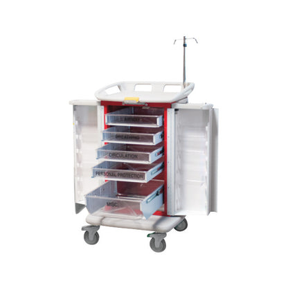 ER 2000 Instant Access Emergency Cart, 5 Drawers, Red