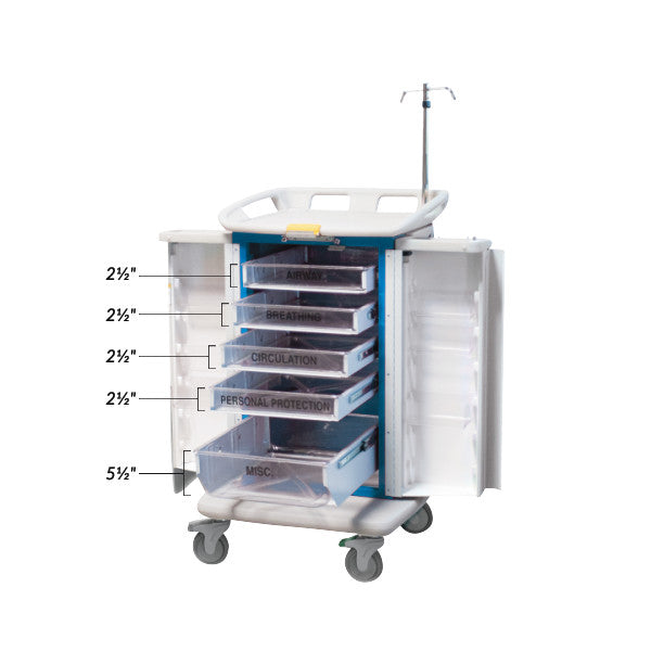 ER 2000 Instant Access Emergency Cart, 5 Drawer, Blue