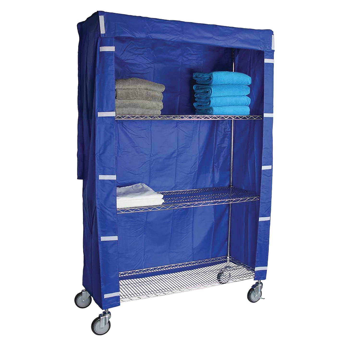 Cart Cover for 4-Shelf Chrome Wire Linen Cart, 36"W x 72"H x 18"D, Blue