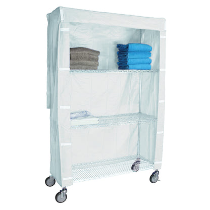 Cart Cover for 4-Shelf Chrome Wire Linen Cart, 36"W x 72"H x 18"D, White